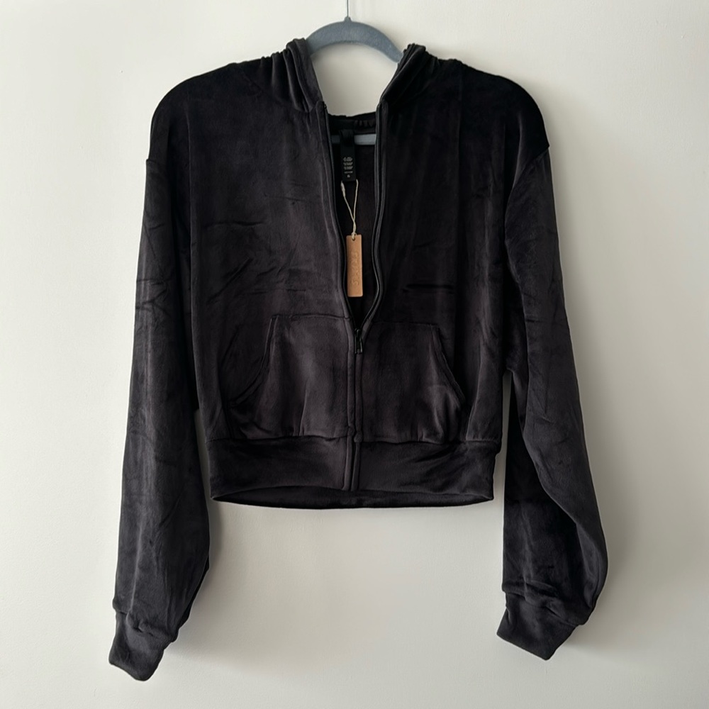 SKIMS Black, Velour zip-up